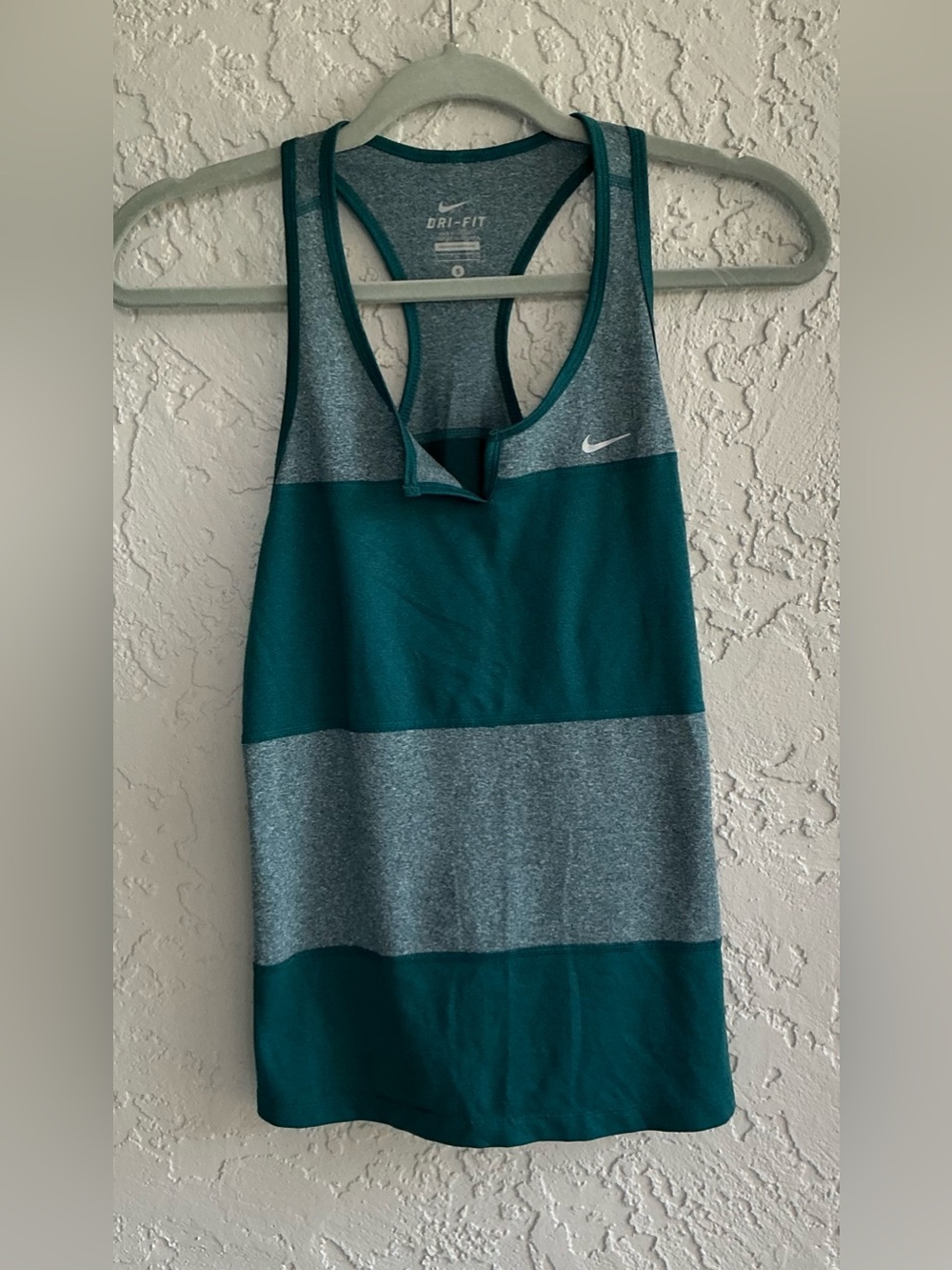 Nike Teal and Gray Striped Dri-FIT Racerback Tank Top